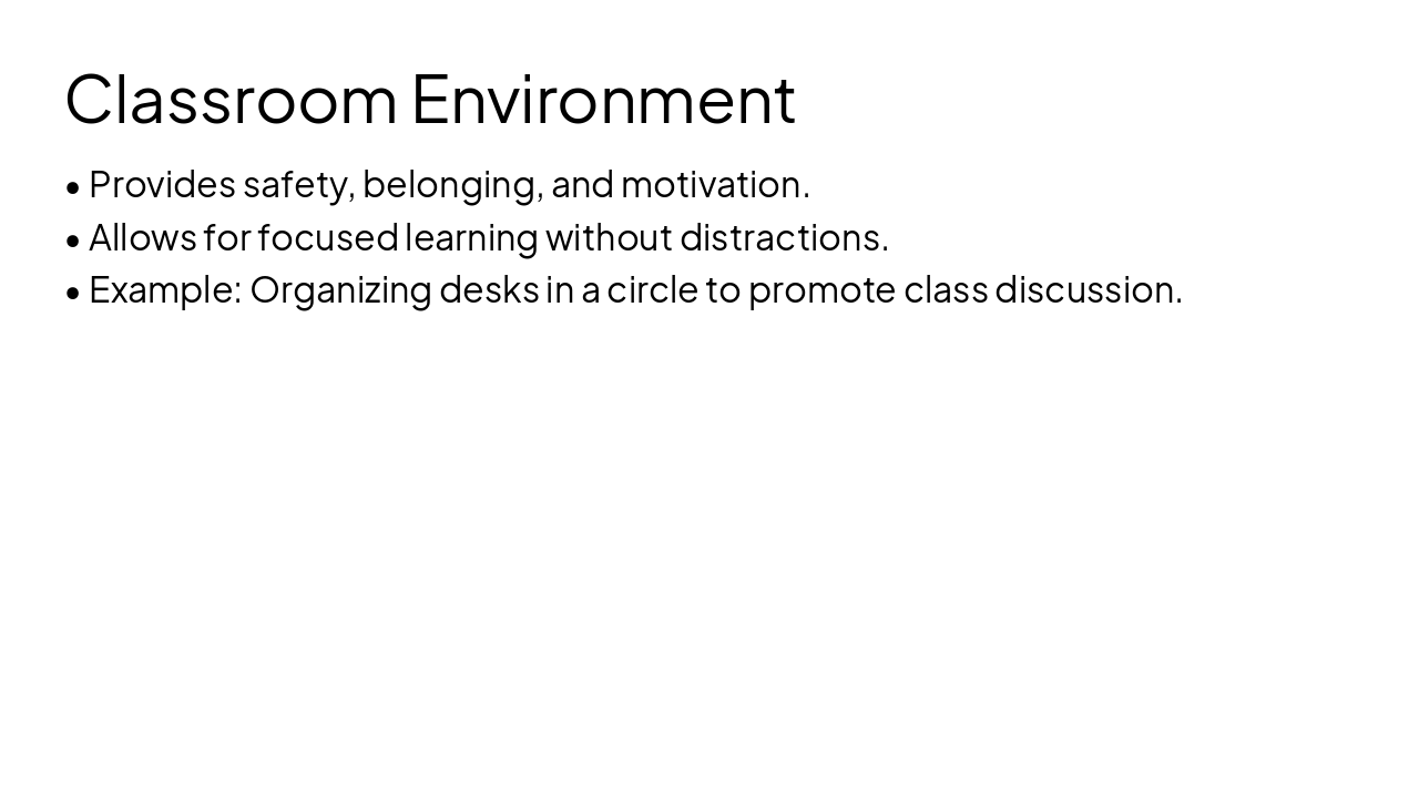 Slide 12 - Classroom Environment