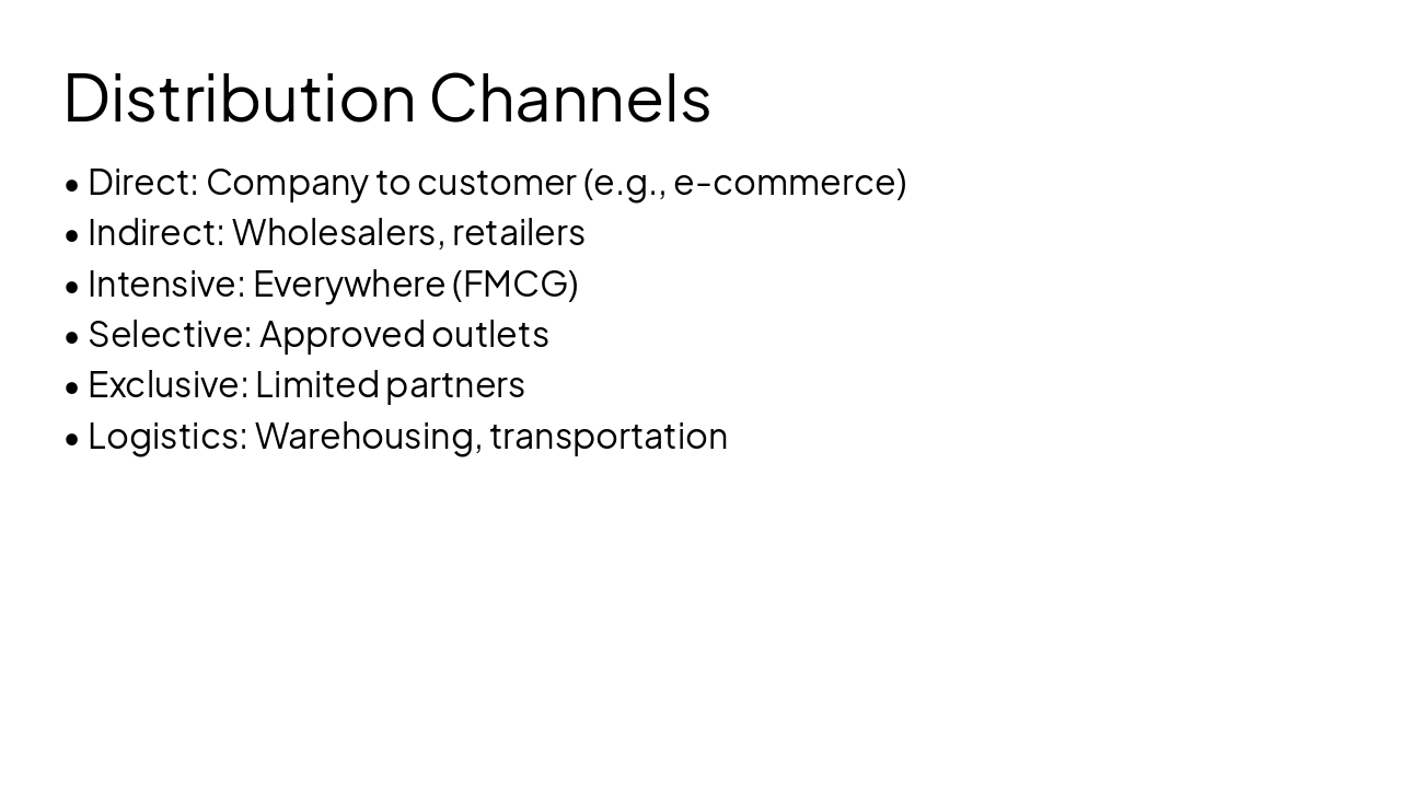 Slide 10 - Distribution Channels