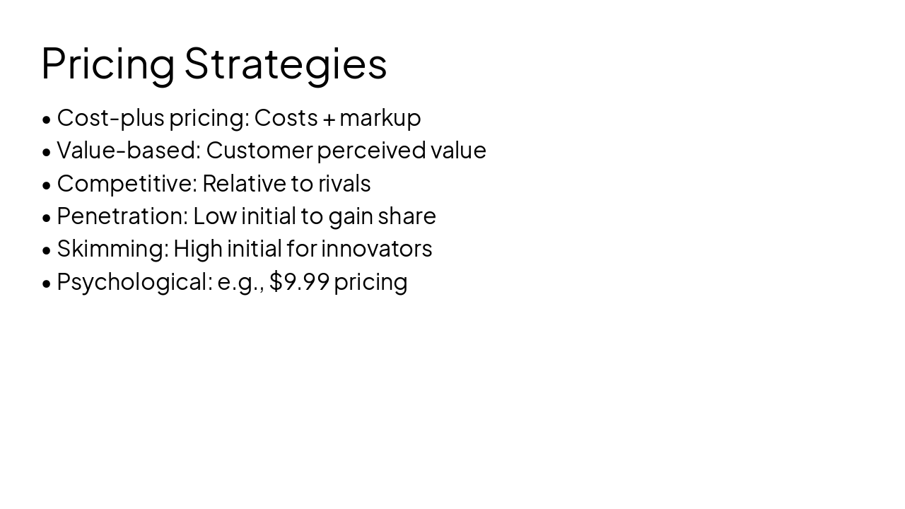 Slide 8 - Pricing Strategies