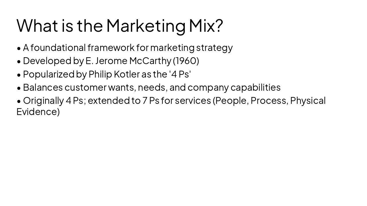 Slide 3 - What is the Marketing Mix?