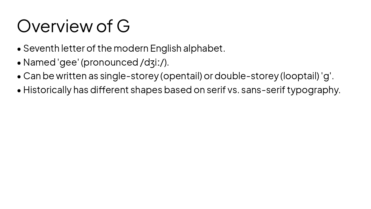 Slide 2 - Overview of G