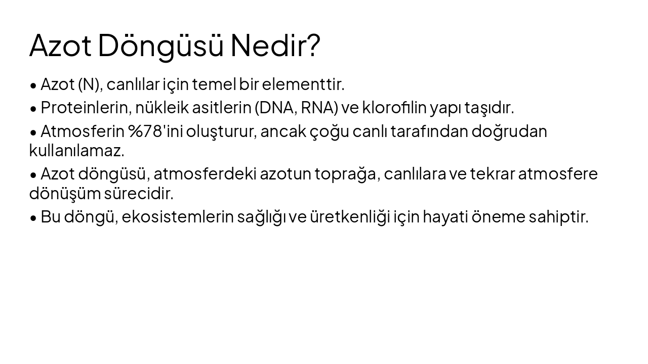Slide 4 - Azot Döngüsü Nedir?