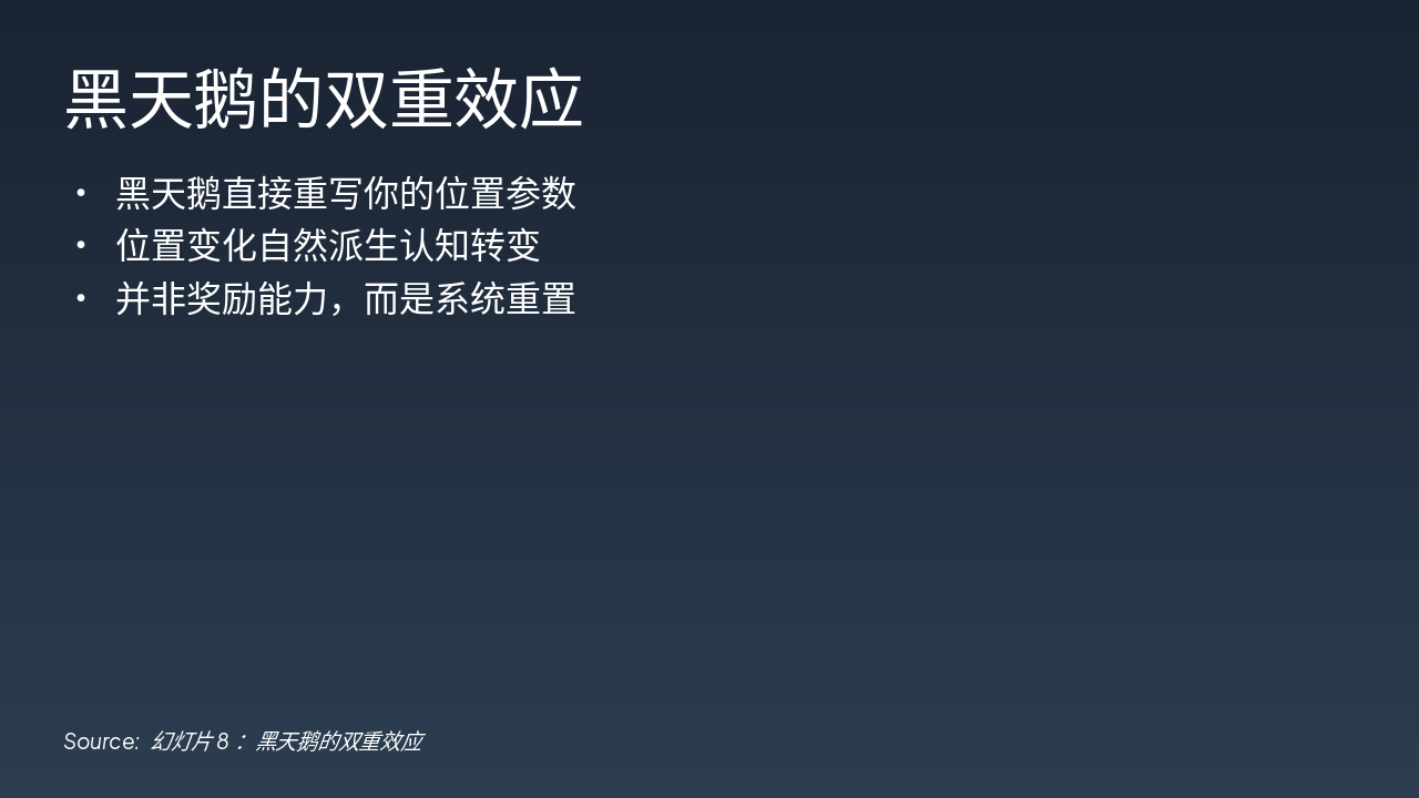 Slide 8 - 黑天鹅的双重效应