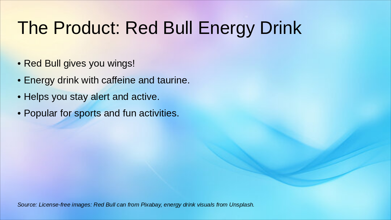 Slide 2 - The Product: Red Bull Energy Drink