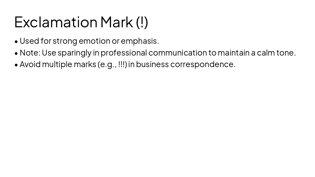 Slide 9 - Exclamation Mark (!)