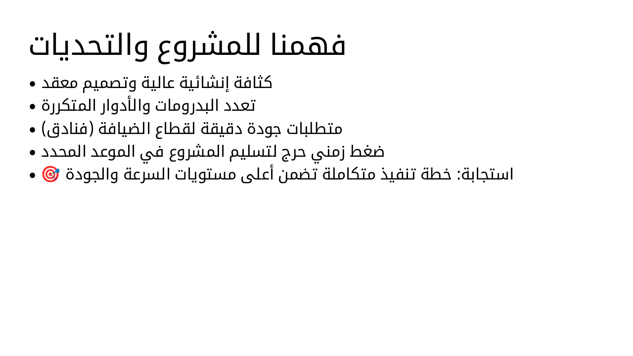 Slide 3 - فهمنا للمشروع والتحديات