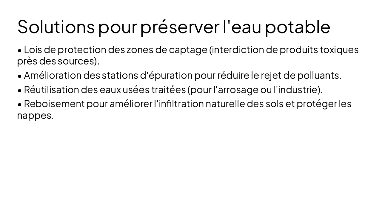 Slide 8 - Solutions pour préserver l'eau potable