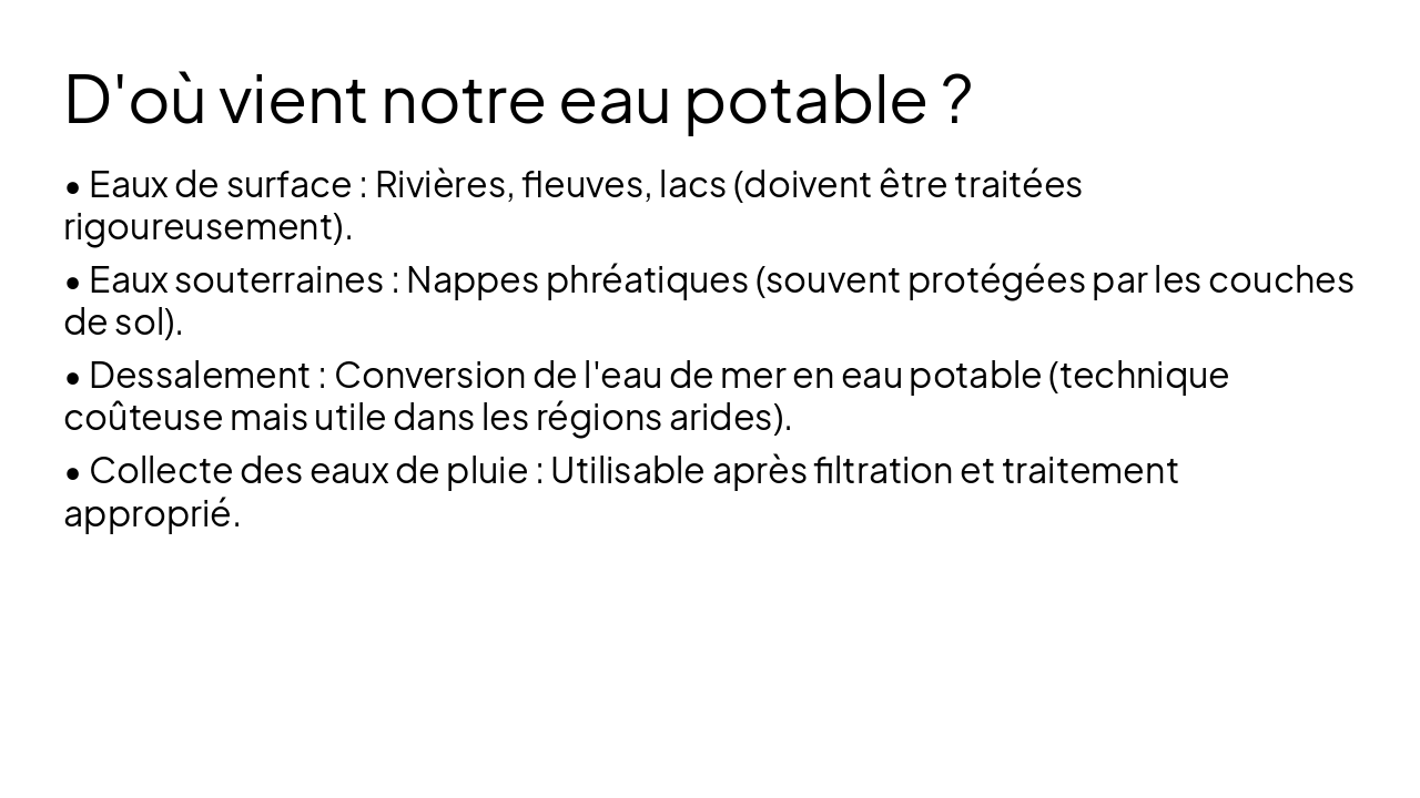 Slide 4 - D'où vient notre eau potable ?