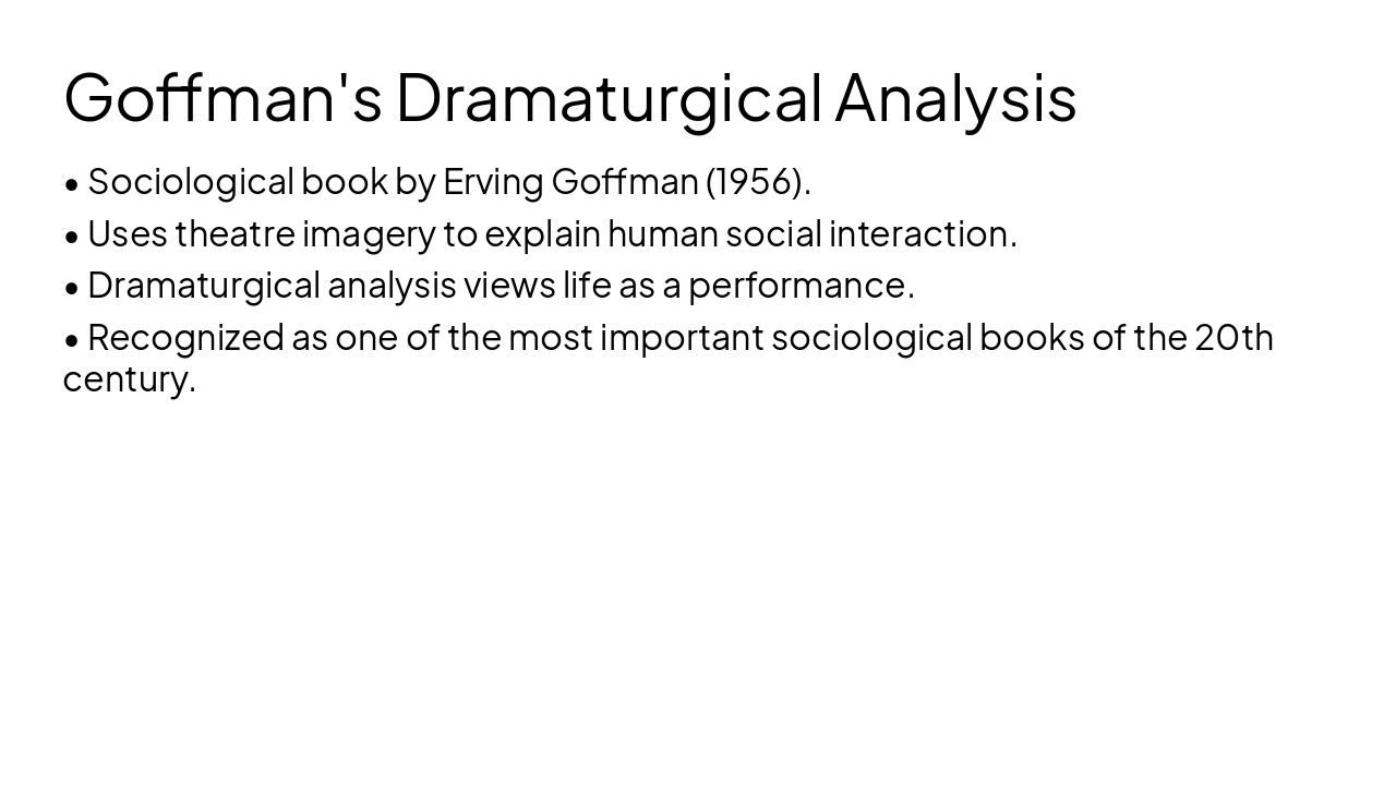 Slide 4 - Goffman's Dramaturgical Analysis