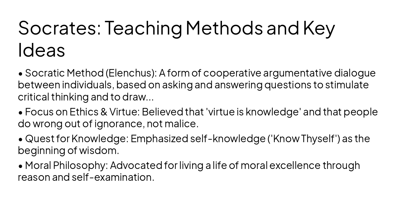 Slide 5 - Socrates: Teaching Methods and Key Ideas