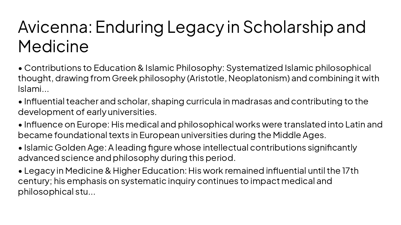Slide 17 - Avicenna: Enduring Legacy in Scholarship and Medicine