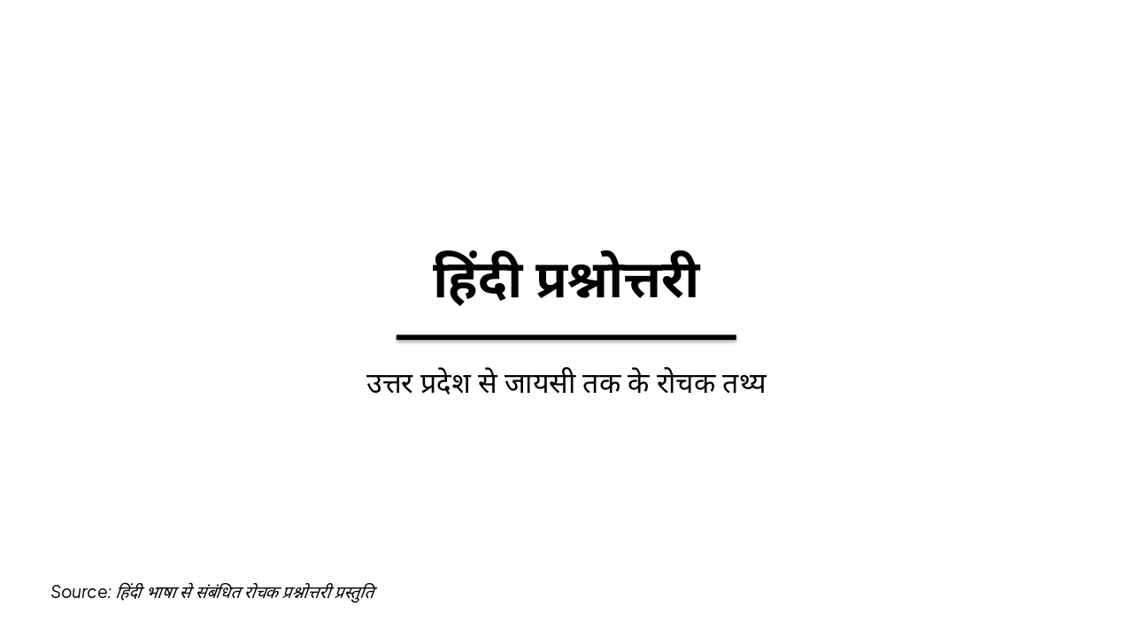 हिंदी प्रश्नोत्तरी: रोचक तथ्य