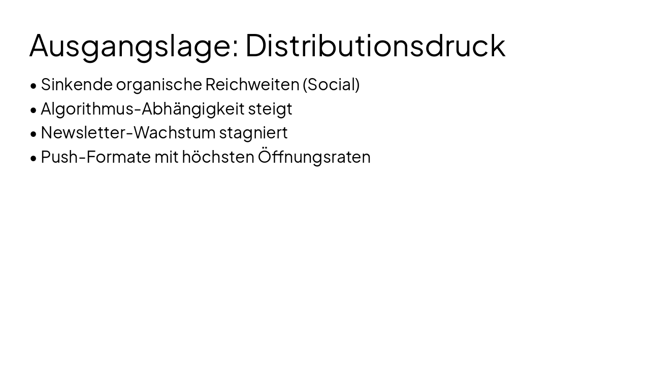 Slide 3 - Ausgangslage: Distributionsdruck