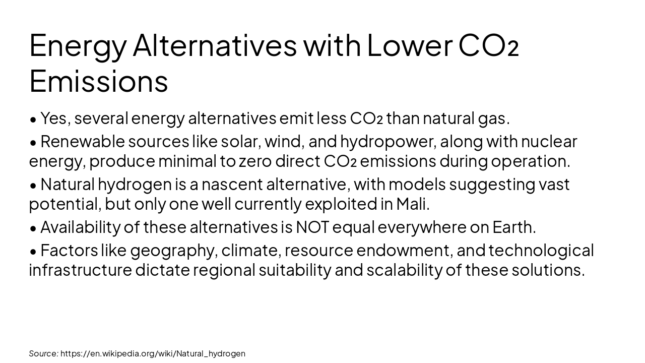 Slide 9 - Energy Alternatives with Lower CO₂ Emissions