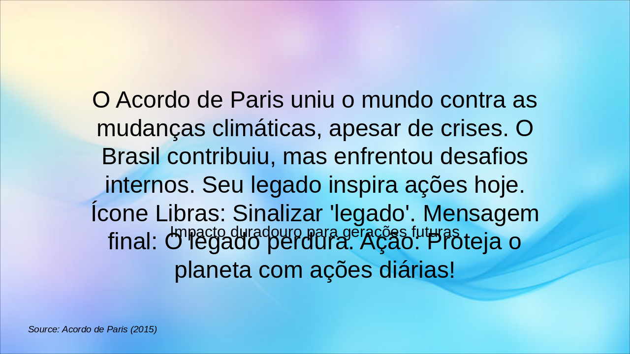 Slide 18 - Conclusão: Legado do Acordo de Paris