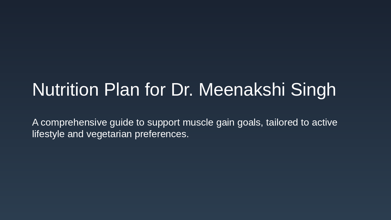 Muscle Gain Nutrition Plan for Dr. Meenakshi
