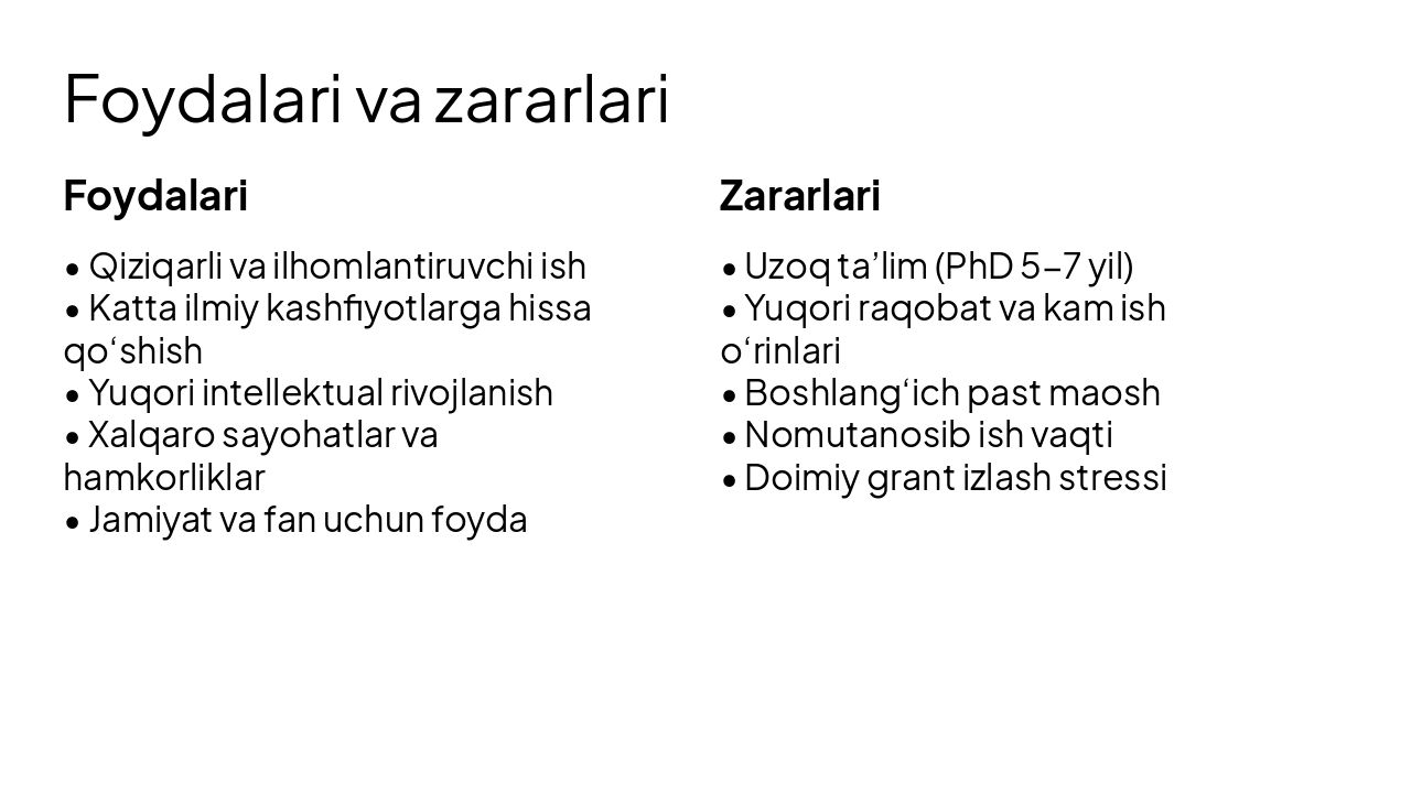 Slide 7 - Foydalari va zararlari