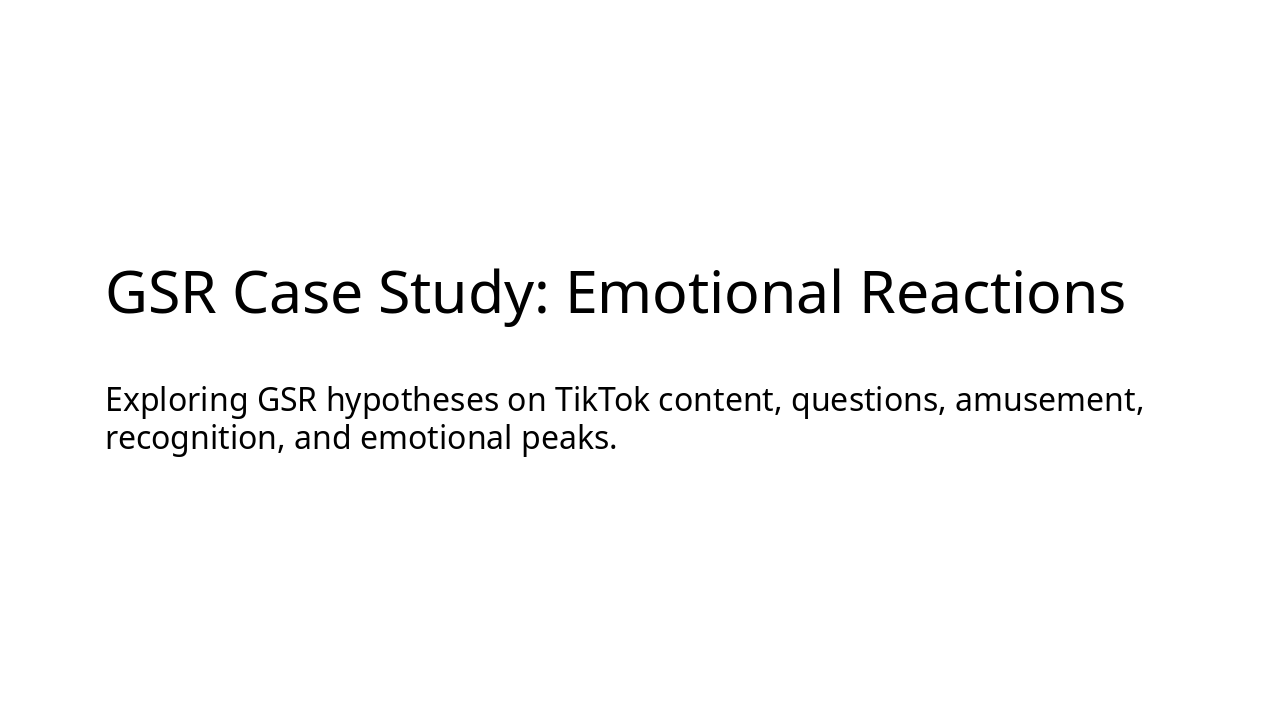 GSR Study: TikTok & Emotional Responses