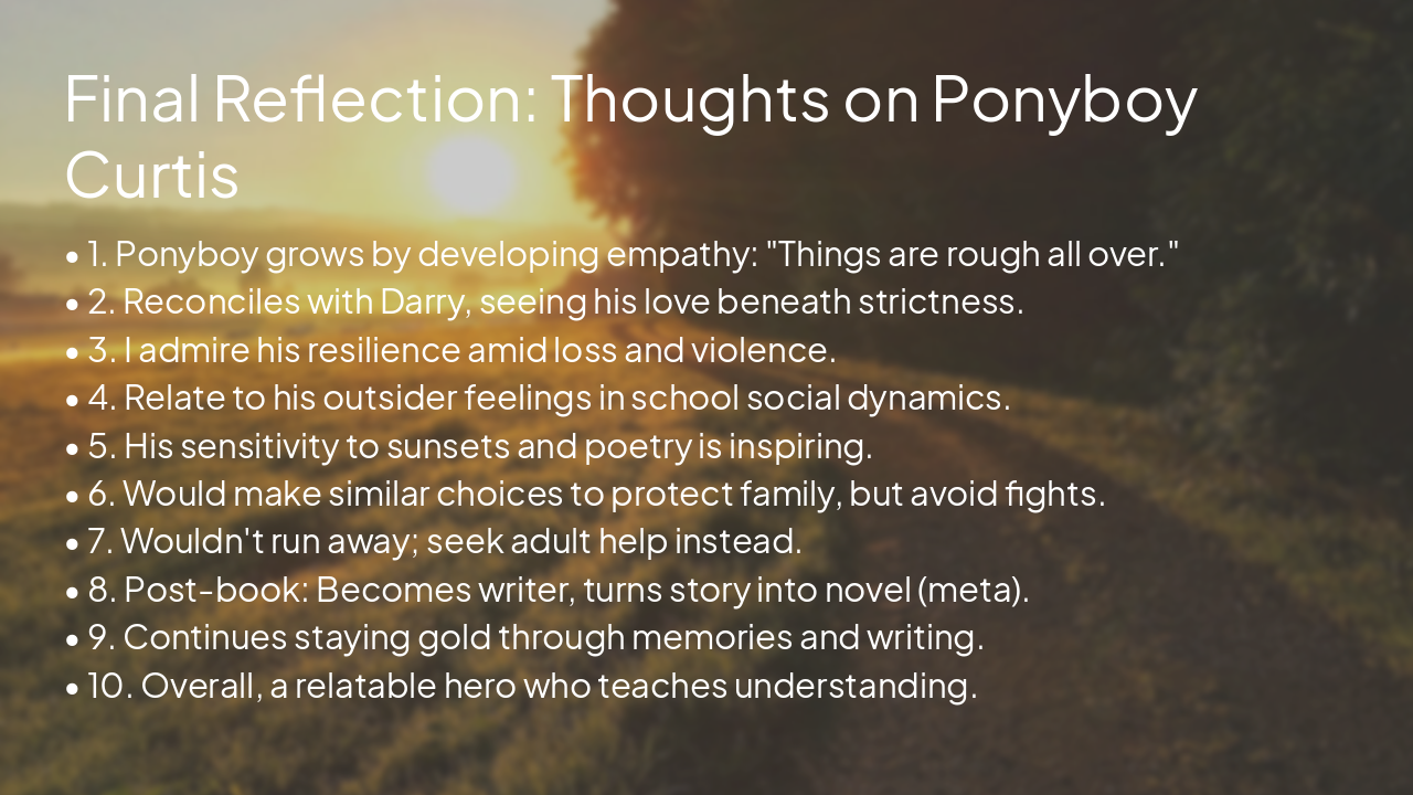 Slide 14 - Final Reflection: Thoughts on Ponyboy Curtis
