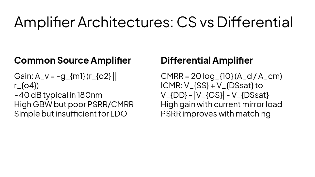 Slide 11 - Amplifier Architectures: CS vs Differential