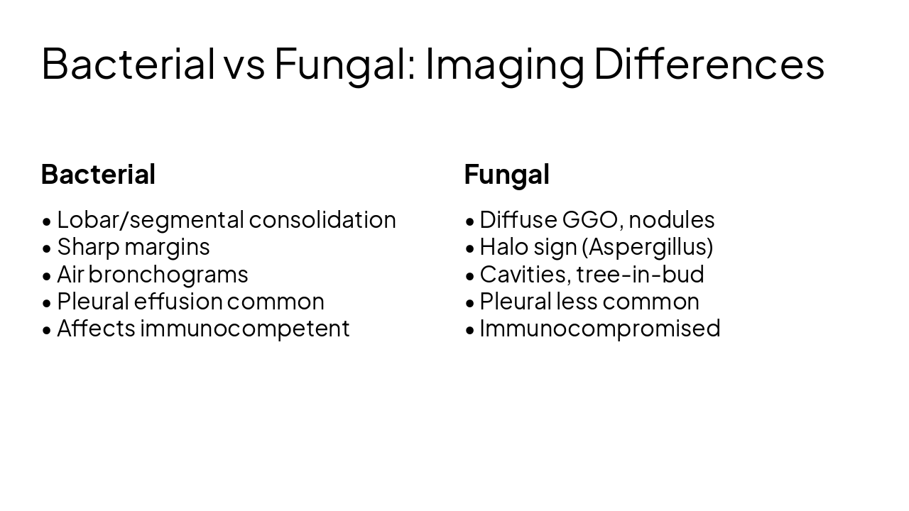 Slide 10 - Bacterial vs Fungal Pneumonia