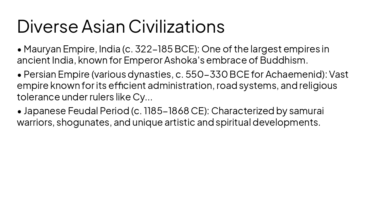 Slide 11 - Diverse Asian Civilizations