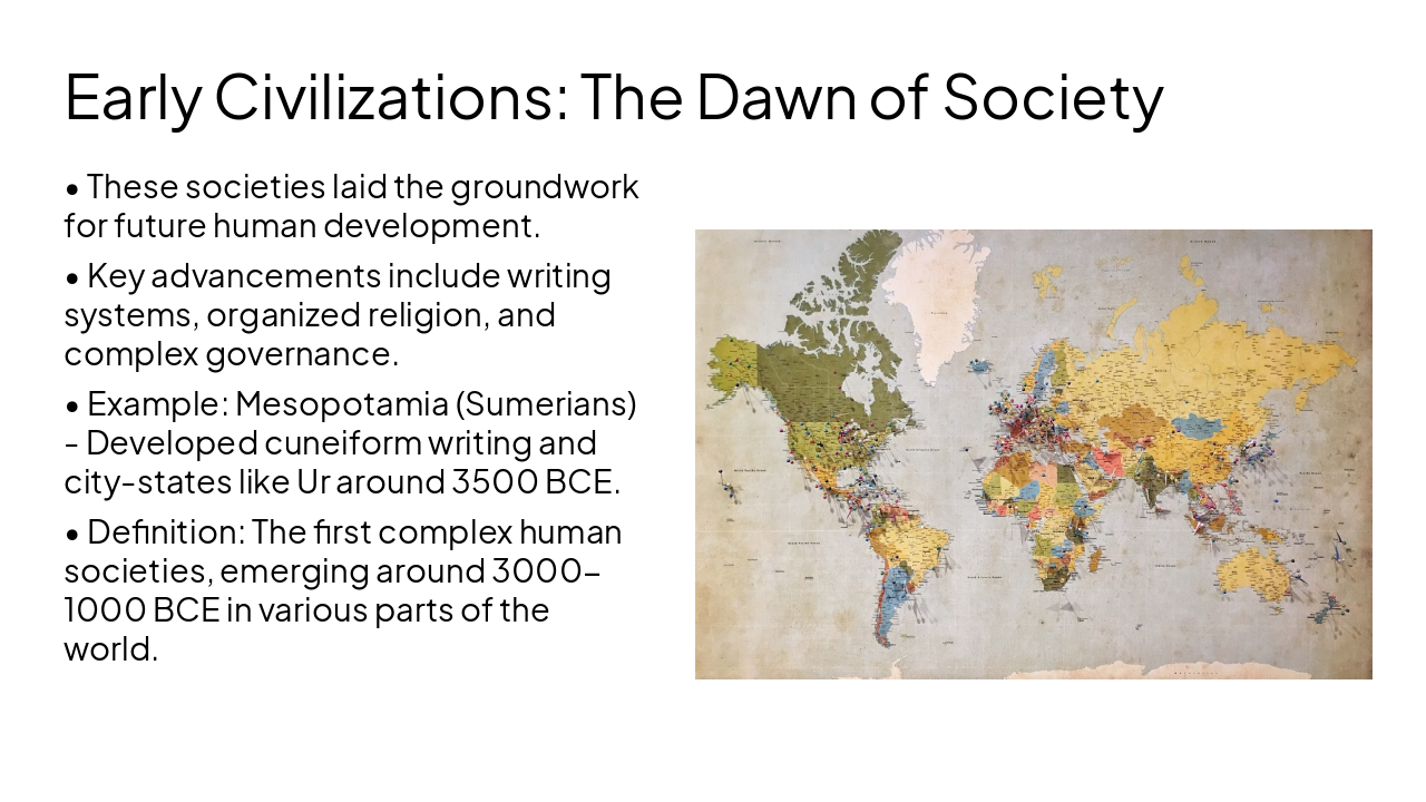 Slide 4 - Early Civilizations: The Dawn of Society