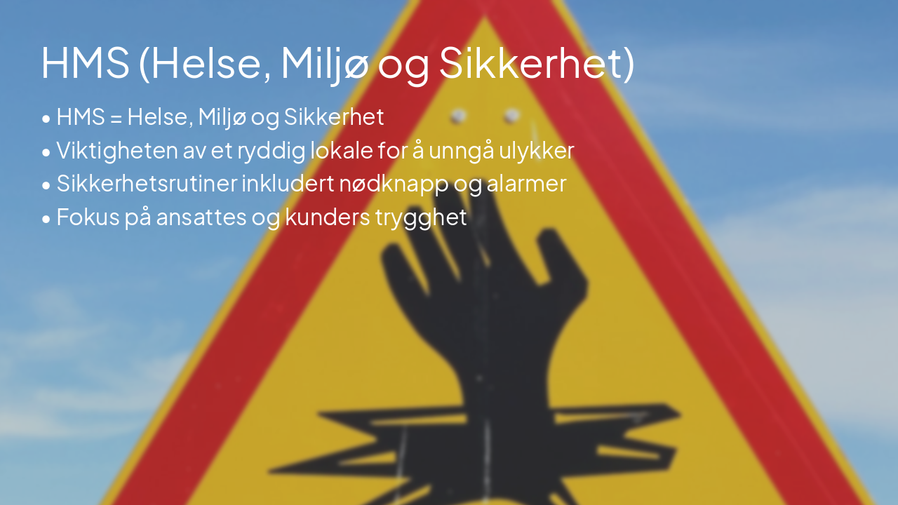 Slide 6 - HMS (Helse, Miljø og Sikkerhet)