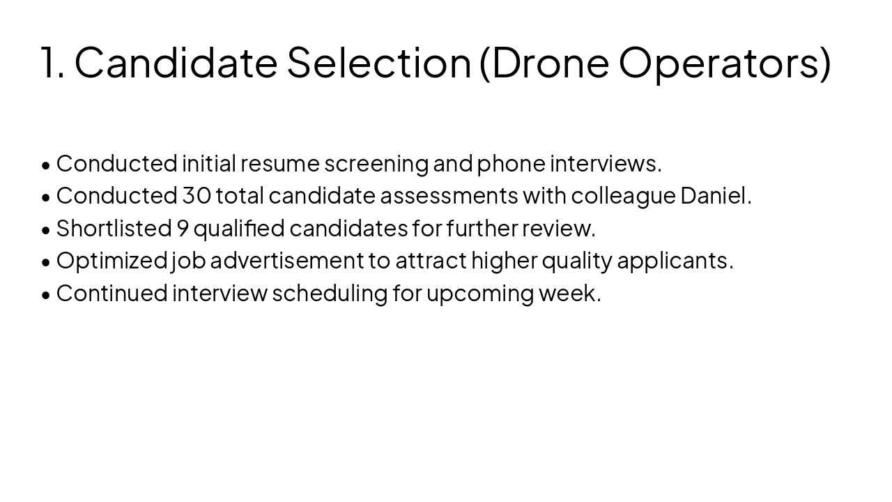 Slide 3 - 1. Candidate Selection (Drone Operators)