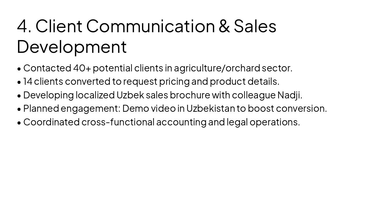 Slide 6 - 4. Client Communication & Sales Development