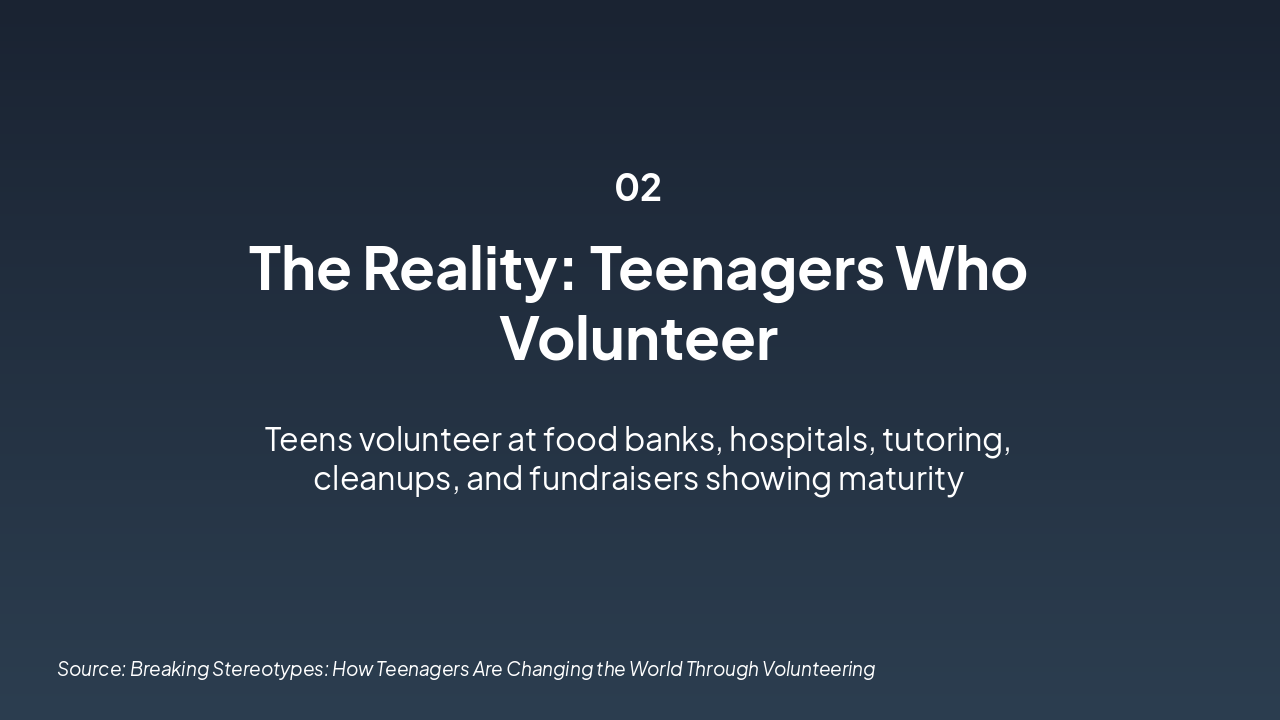 Slide 4 - The Reality: Teenagers Who Volunteer