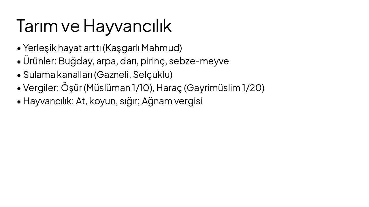 Slide 10 - Tarım ve Hayvancılık