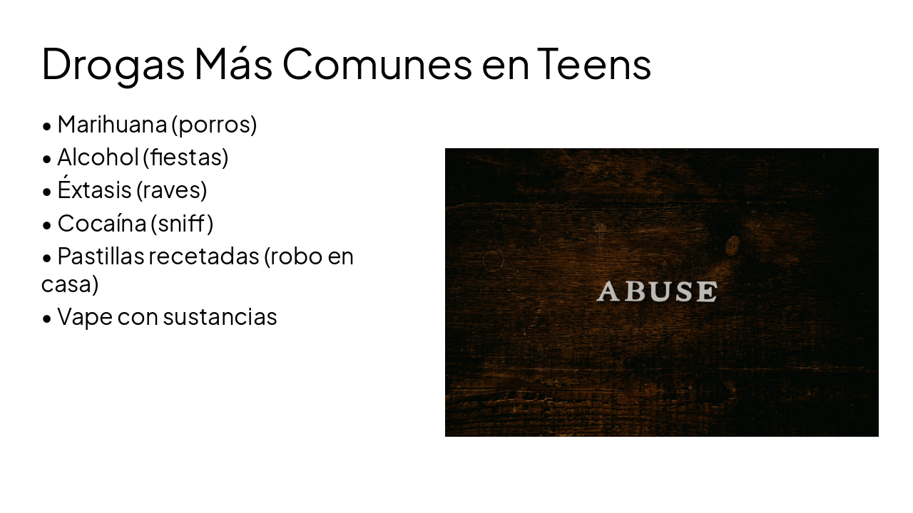 Slide 5 - Drogas Más Comunes en Teens