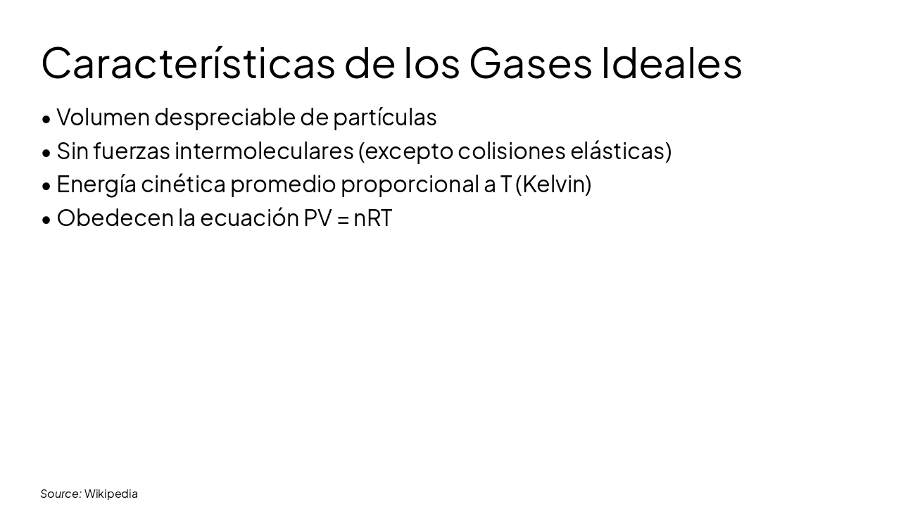 Slide 4 - Características de los Gases Ideales