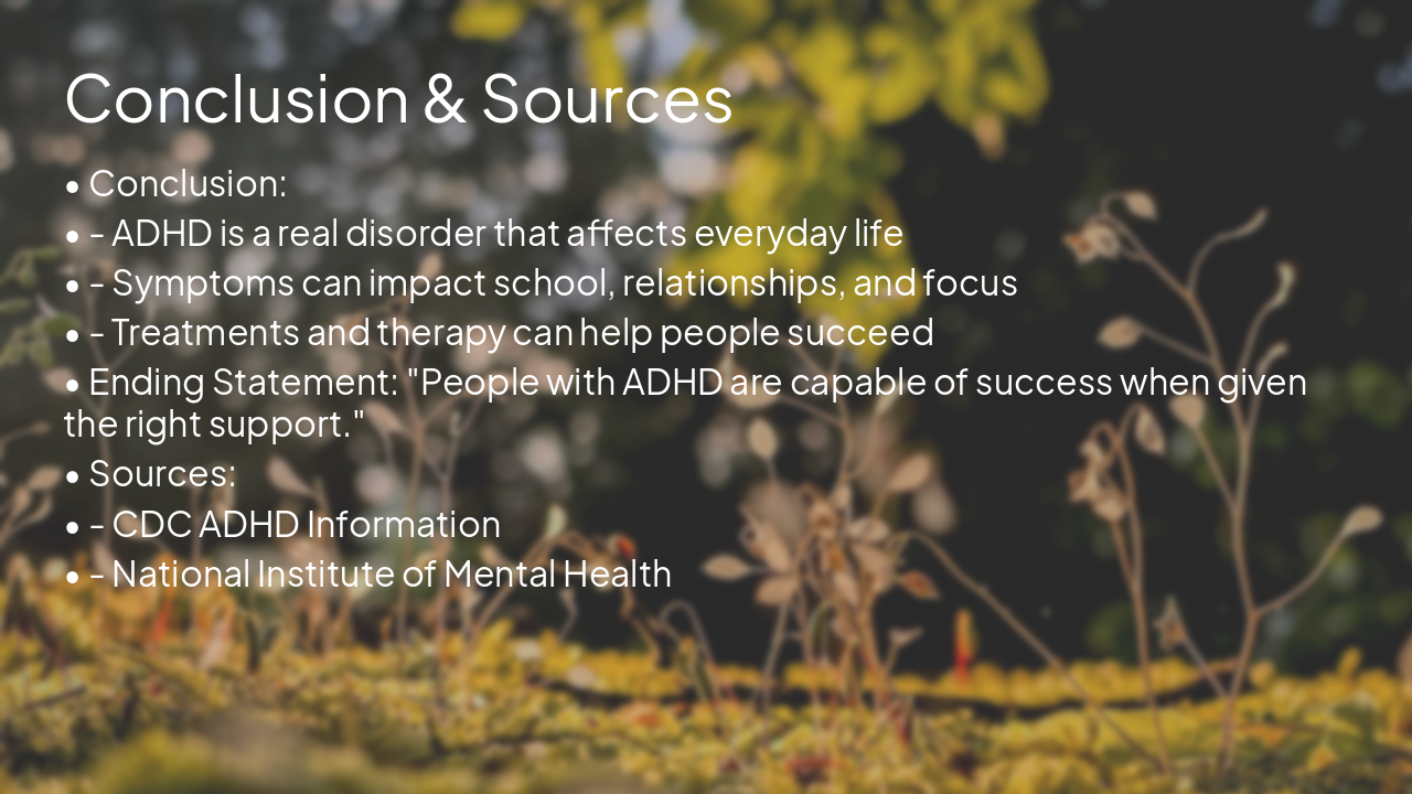 Slide 5 - Conclusion & Sources