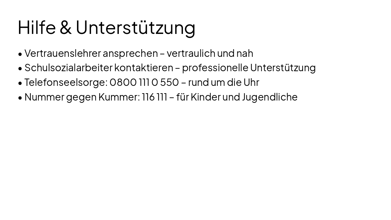 Slide 7 - Hilfe & Unterstützung