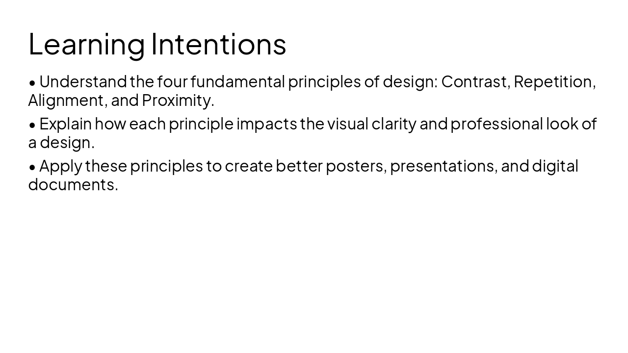 Slide 2 - Learning Intentions