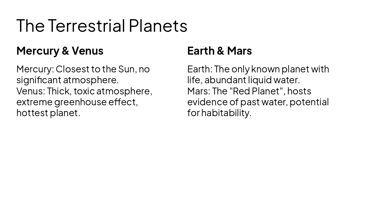 Slide 5 - The Terrestrial Planets