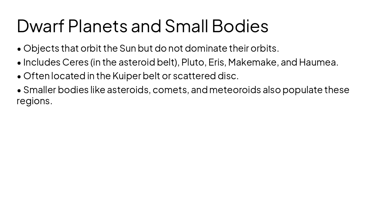 Slide 9 - Dwarf Planets and Small Bodies