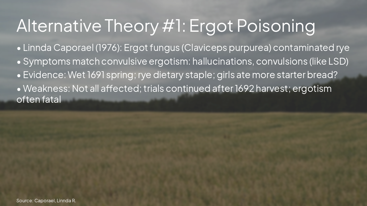 Slide 5 - Alternative Theory #1: Ergot Poisoning