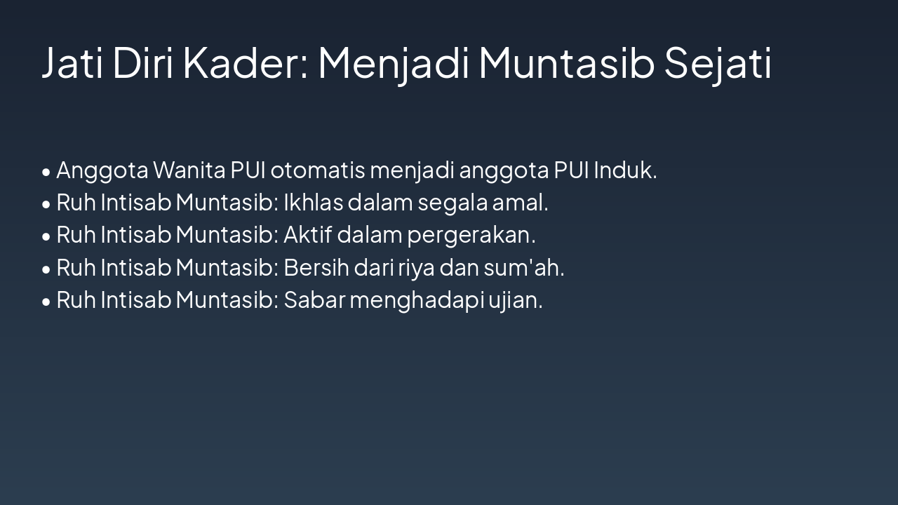 Slide 3 - Jati Diri Kader: Menjadi Muntasib Sejati