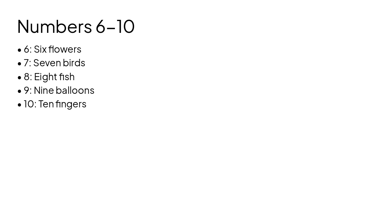 Slide 6 - Numbers 6-10