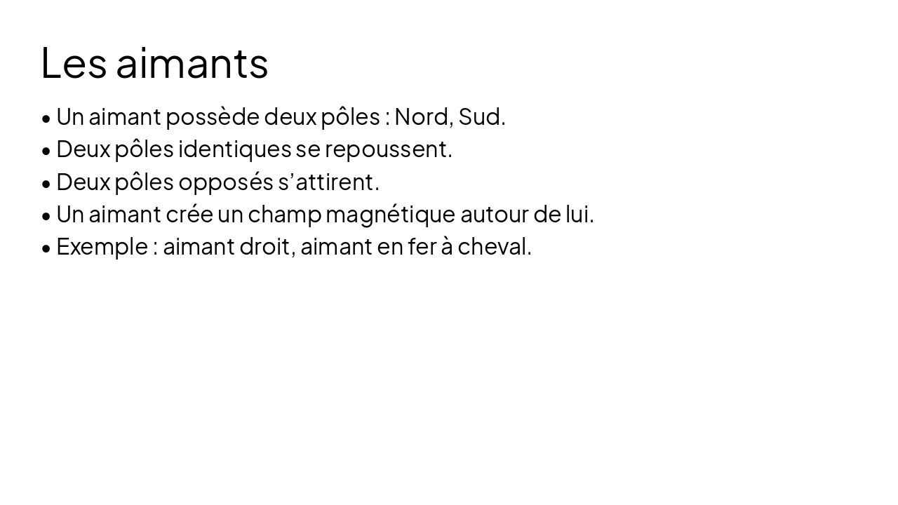 Slide 5 - Les aimants