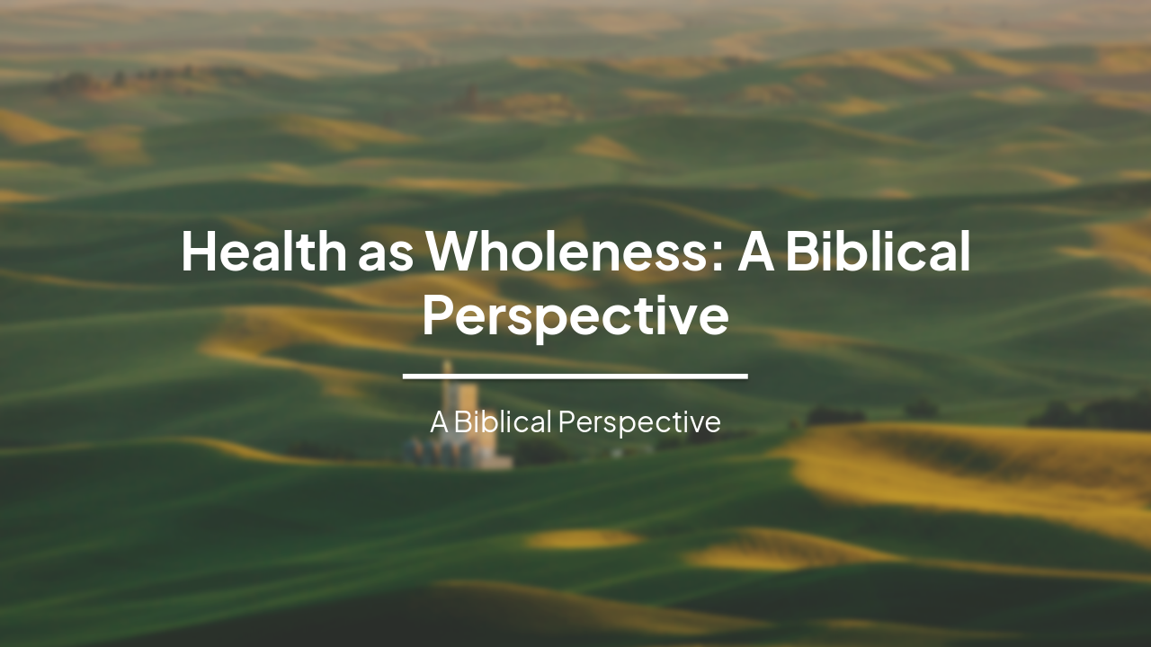 Health as Wholeness: A Biblical Perspective