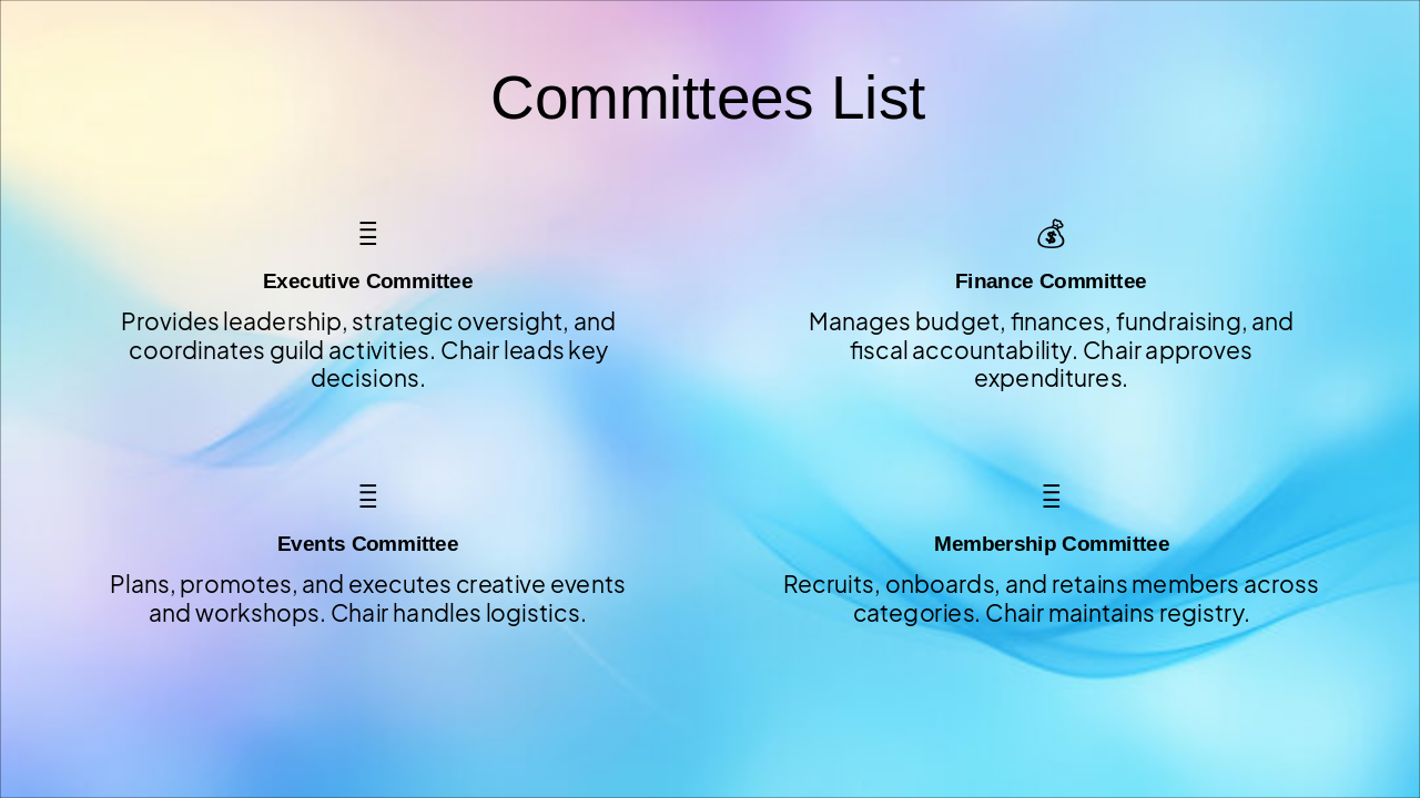 Slide 9 - Committees List
