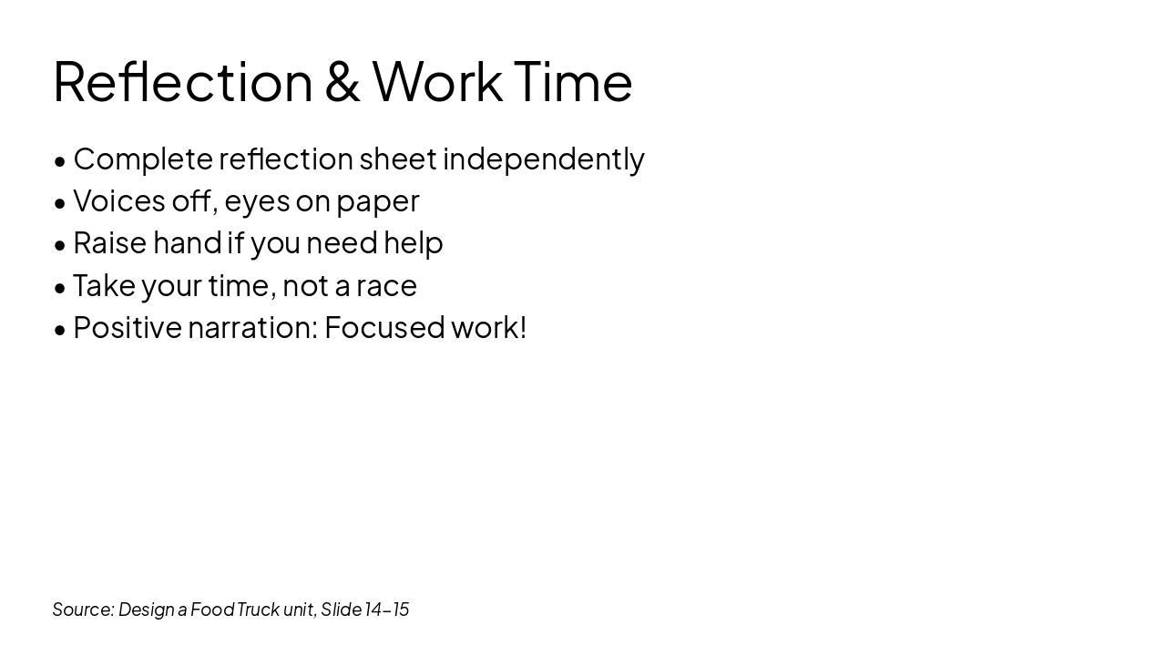 Slide 7 - Reflection & Work Time