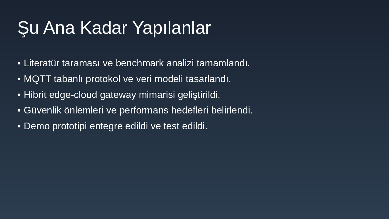 Slide 10 - Şu Ana Kadar Yapılanlar