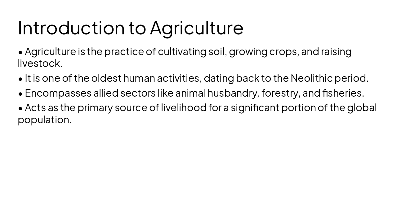 Slide 2 - Introduction to Agriculture