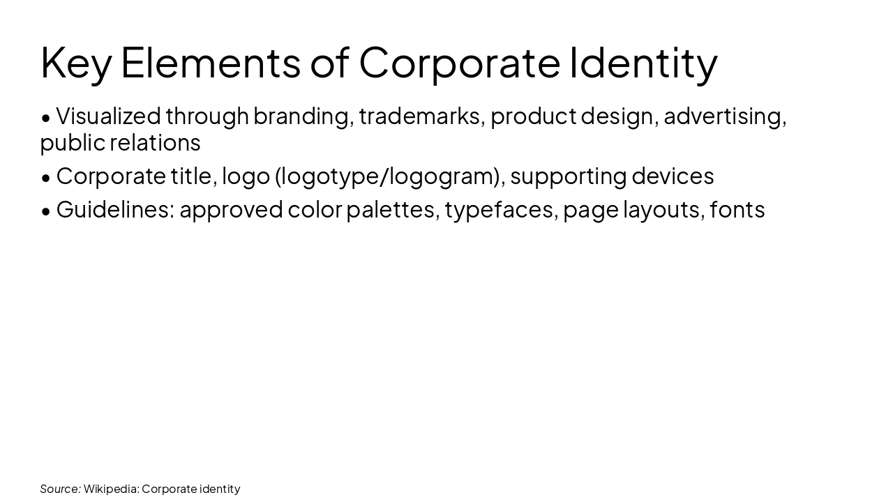Slide 4 - Key Elements of Corporate Identity