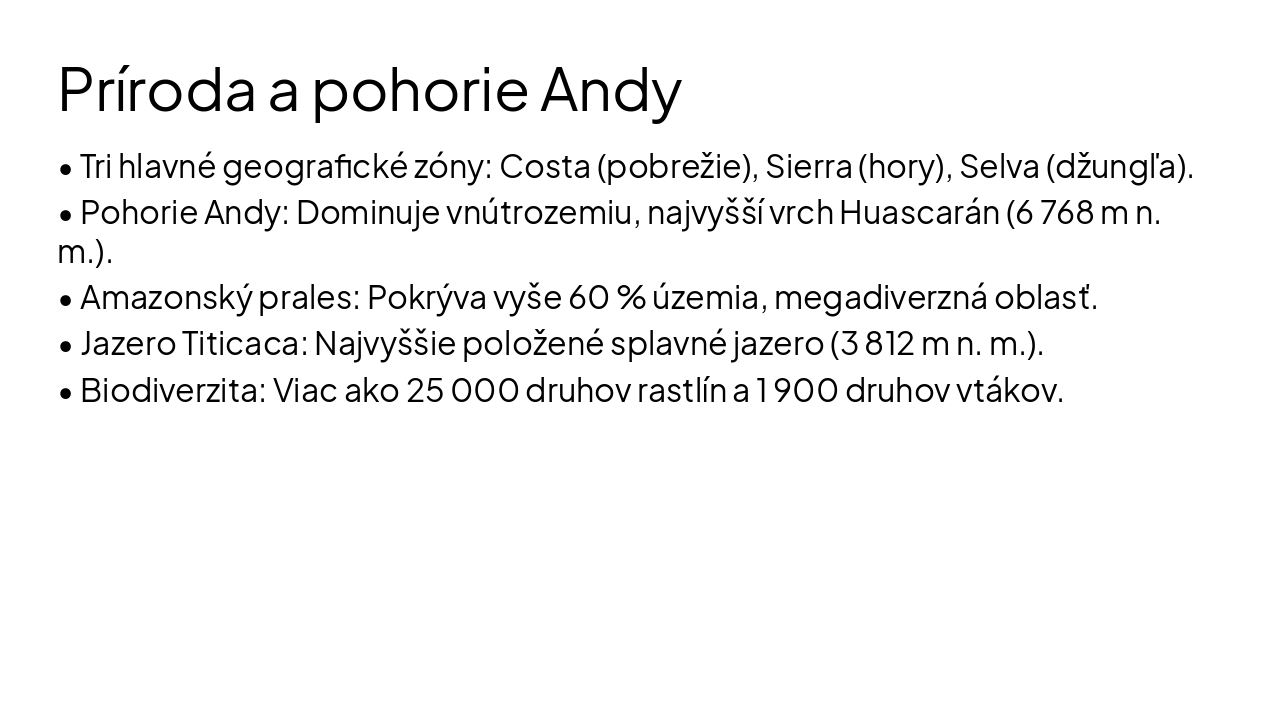 Slide 6 - Príroda a pohorie Andy